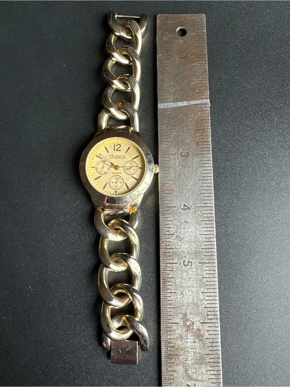 Studio Gold-Tone Chain Link Womens Bracelet Watch